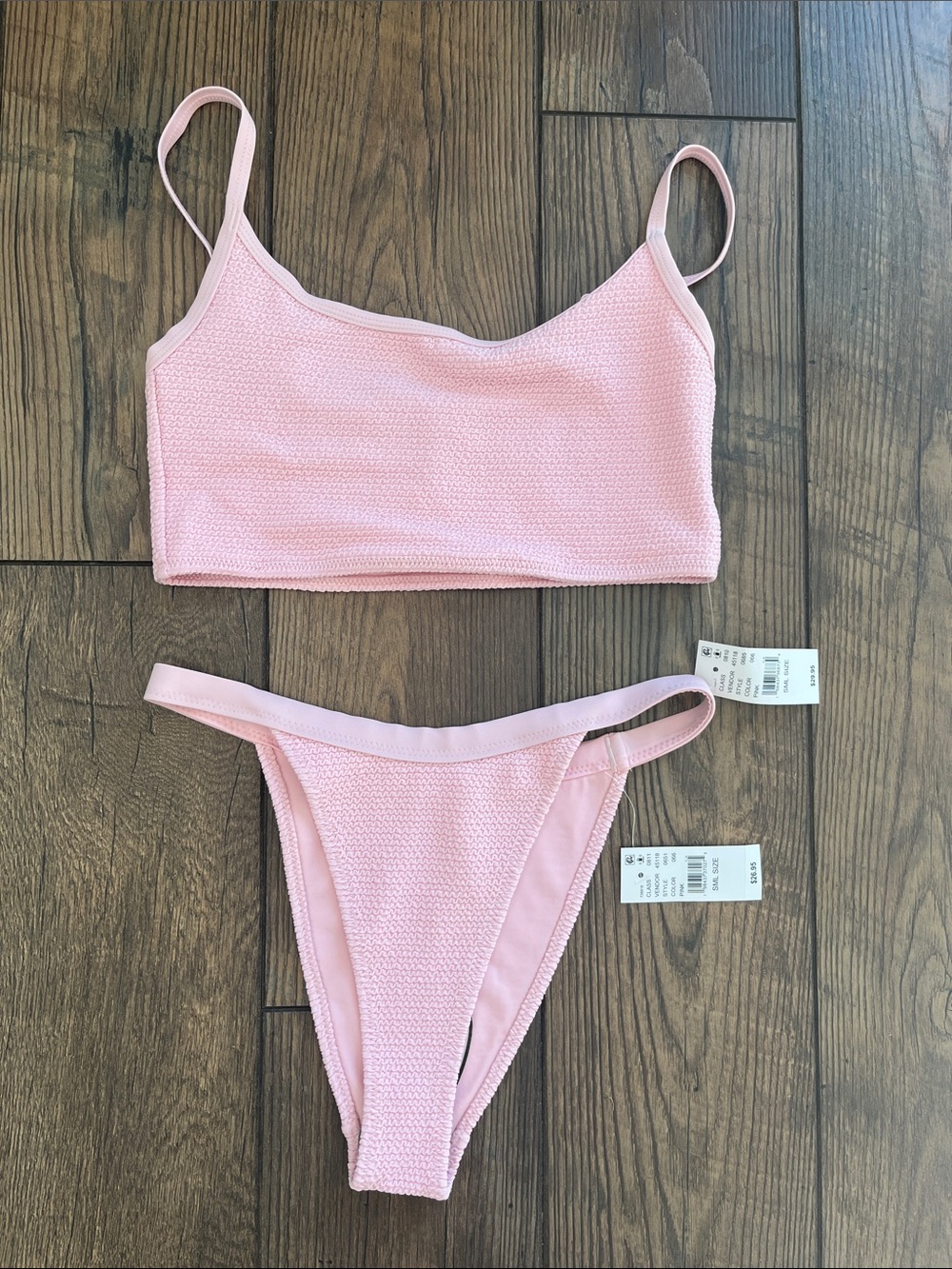 NWT 💕 PacSun Light Pink Ribbed Bikini Set